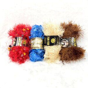 Bernat Boa & Lion Brand Fun Fur Yarn Lot Multicolor Polyester - 4 New Skeins